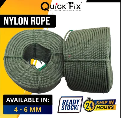 QuickFix [1 Meter] Nylon PE Rope Green 1 Meter x 4mm 5mm 6mm Tali Hijao Polyethylene Rope
