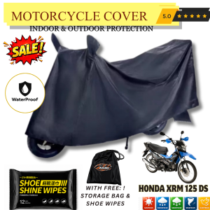 AKIOKI Motorcycle Cover for Honda XRM 125 DS With Storage Bag & Shoe Shine Wipes Waterproof Indoor Outdoor Protection