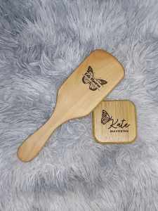 K&Kstickersandlabels Personalized Wooden Brush with Free Engraved