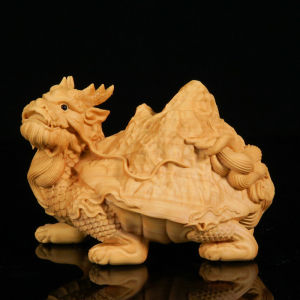 Mountain Dragon Turtle Statue Exquisite Handmade Craft Feng Shui Mascot Beautiful Wood Carving Symbolizing Longevity Protection and Prosperity Perfect for Enhancing Positive Energy and Balance in Your Home or Office Decor
