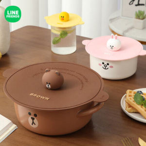 [ Line Friends]ฝาซิลิโคนลายการ์ตูนสร้างสรรค์ฝาครอบถนอมอาหารฝาชามอเนกประสงค์ฝาปิดแก้วเกรดอาหารปิดผนึกกันฝุ่น