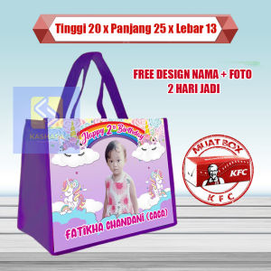 (35 PCS) Tas Ulang Tahun Anak Custom Tas ultah muat KFC Tas ultah custom foto dan nama tas custom gratis design Tas Ulang Tahun Karakter Murah