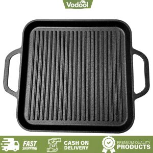 [VSC] 11in Iron Griddles Square Griddle Pans for Gas Stovetop Oven Or Open Fire
