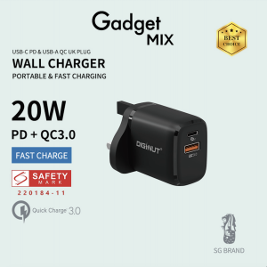 Gadget MIX Diginut A2008-02 PD+QC3.0 USB-A+USB-C 20W Multiple Wall Charger/ Fast Charging