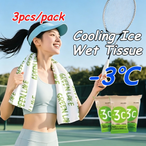 3Pcs/pack Cooling Ice Wet Tissue Quick Cooling -3°C Refreshing Wipes For Sports And Outdoor