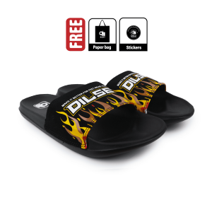 Dilset - Flames Black | Sandal Slop | Sandal Slide | Sandal Slide Pria | Sandal Murah | Sandal Original