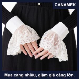 【CANAMEK】 Ren còng trắng có thể tháo rời giả tay áo cưới áo cưới Áo len Cuff Halloween Trang Phục Cosplay phụ kiện