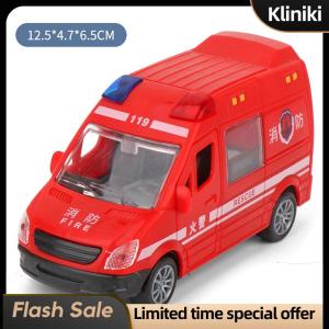[Kliniki] Hospital Rescue Ambulance Metal Cars Model Pull Back Sound And Light Alloy Diecast Car Toys For Children Boys Gifts