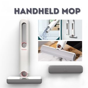 Portable Mini Mop with Squeezer Small Handheld Mop Wiper Desk Bathroom Car Glass Sponge Cleaning Mop