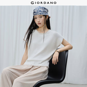 Giordano Women Hollow out trim dolman sleeve knitwear Free Shipping 18356215