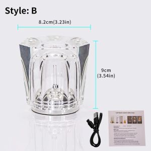 Aesthetic Crystal LED Desk Lamp Cordless Rechargeable Night Light 3 Dimming Touch Button Warm Room Decor Atmosphere Lamp for Bedroom Bedside Dining Table Bar