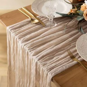 Table Runner Cheesecloth Semi-Sheer Gauze Tablecloth Boho Rustic Table Decor For Wedding Party