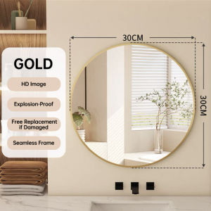 Bathroom round glass bathroom mirror with shelf hole free wall mounted self-adhesive toilet vanity mirror Simple Make UP Mirror Round Vanity Bathroom Mirror With Rack Wall-mounted Free Punch For Women Make Up Mirror