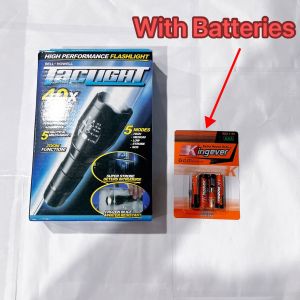 TV139 Taclight LED Flashlight High Power Battery Operated Strong Lighting Ultra Bright Beam Long Range Emergency Light