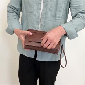 New Mens Clutch Bag Pas Lock Anti-Theft Clutch Bag Large Capacity Business Casual Long Wallet Leather Trendy Mens Bag