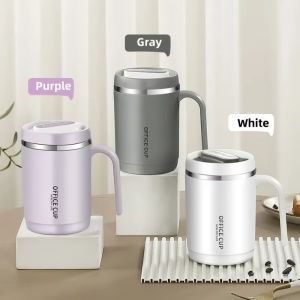UUMIR with Handle and Lid Coffee Cup 304 Stainless Steel PP Liner Breakfast Milk Cup Portable 500ML Water Cups Home