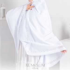 Nurlaela Muslim Bergo Umroh Haji Katun Premium Lasercut Bersaku Jumbo
