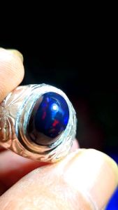 Kalimaya Black Opal Solid Asli Banten Ring Perak Dim 13*9*9 mm Jozz