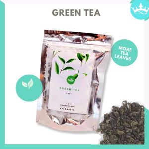 Premium Green Tea Leaves in Big Teabags | Refreshing Tea Infusion | Pellet Rolled type | 30 servings/15 Large Teabags