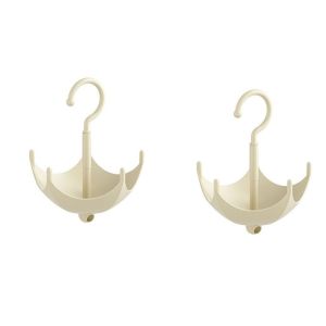 ROBERTA 2Pcs 5 Claw Umbrella Shape Hooks Punch Free Plastic Umbrella Rotation Coat Hanger Portable Rotatable Bag Hooks for Home