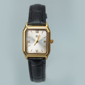 HB Jewelry OMARIS Black Leather Ladies Square Minimalist Formal Business Wear Office Watch Water Resistant Battery Operated Roman Numeral Watch Non Tarnish Hypoallergenic Watch