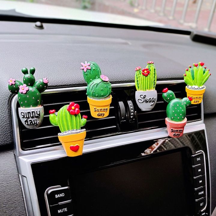 MING1996 Car Decor Gifts Perfume Clip 3D Simulation Cactus Plant Outlet Aroma Diffuser Car Air