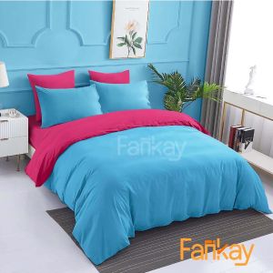 Bed Cover Set Baby Blue Fuchsia - Bed Cover 100x200 - 200x200 - Fankay