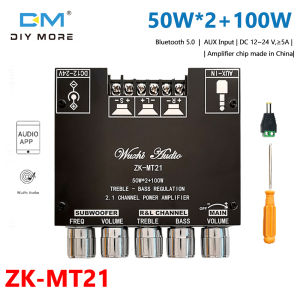 100% Original diymore ZK-MT21/ZK-MT21s Bluetooth 5.0 Subwoofer Amplifier Board 50WX2 + 100W 2.1 Channel Stereo Audio Amplifier Tone Control Board Bass AMP AUX MT21 MT21s