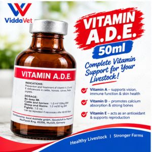 VITAMIN A.D.E. 50ML Animal Health Vitamins for Multiple Livestock Complete A D E Vitamin Care for Livestock