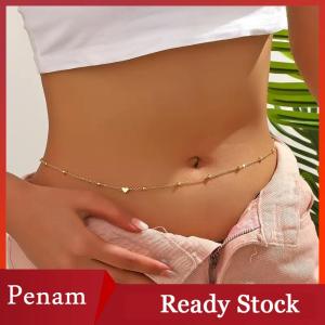 [PAM] Girls Simple Heart Beaded Belly Chains For Women Fashion Metal Beach Bikini Waist Chains Body Jewelry Accessories