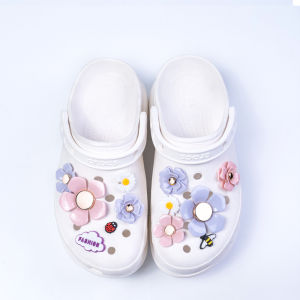 12Pcs/Set Crocs Charms Shoes Fashion Cloud Pastoral Style Flower Bee Decorative Button DIY Clogs Decoration for Crocs