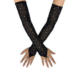 Thạch Studded găng tay không ngón Căng Ra Lưới Bao cánh tay Teaparty Trang Phục Khiêu Vũ Biểu Diễn Phụ Nữ Armwear