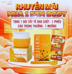 (Mua 1 được 4) Kem body sữa non Soo Min Hàn Quốc giúp trắng da phục hồi da hư tổn chống nắng