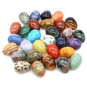 SWEET 10pcs ธรรมชาติตามธรรมชาติ ไข่หินขัด มินิมินิ รูปแบบสุ่มรูปแบบ ไข่ตกแต่งอีสเตอร์ ของตกแต่งบ้าน 22x30mm งานฝีมือไข่ประดิษฐ์ สวนในสวน