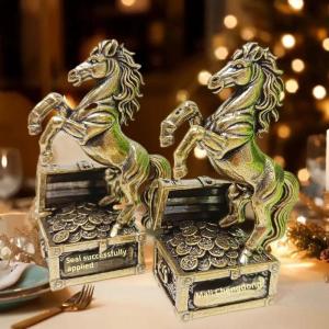 Joldhans เครื่องประดับรูปปั้นม้าจักรราศี1ชิ้นของขวัญรูปปั้นม้าทองเหลืองฮวงจุ้ยรูปม้าแกะสลักขนาดเล็กงานฝีมือสำนักงานอุปกรณ์ตกแต่งบ้าน