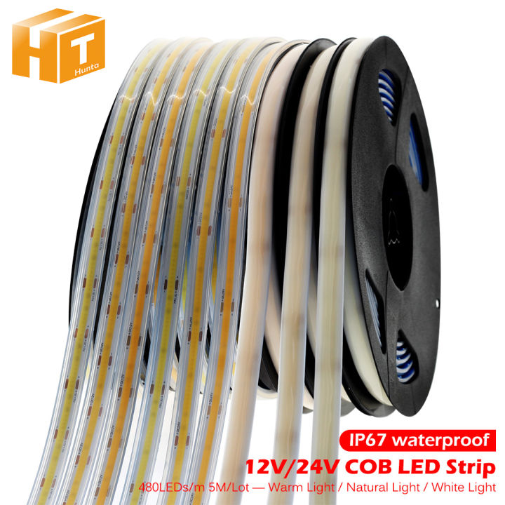 COB LED Strip Light 480 LEDs High Density IP67 Waterproof Flexible COB ...