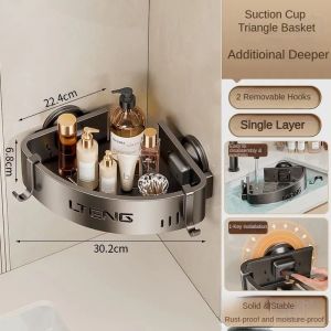 SG stock bathroom rack kitchen storage suction cup shelf rack artifact punch free no drill heavy duty