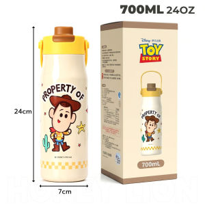 Disney x HoneyLion - Disney Toy Story 700ml 316L Stainless Steel Vacuum Tumbler Leakproof Direct Drink School Bottle with Handle Woody Buzz Jessie