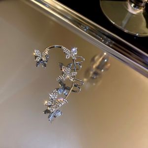 New Shining Zircon Butterfly Ear Clip Earring for Women Girls Fashion Non Piercing Ear Cuff Ear Hook Party Jewellery Wedding Gift