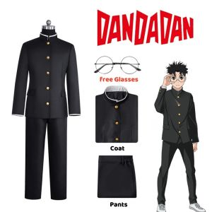 ZEEMIN Anime Ken Takakura Cosplay Costume Dandadan School Uniform Glasses Black Jacket Gakuran Outfit Women Men Halloween Costume