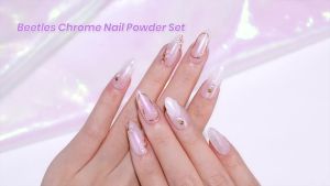 Beetles Chrome Nail Powder 2 Jars White Pearl and Purple Aurora Chrome Powder for Gel Nail Mirror Effect Glitter Mani Set Pigment Nails Art Design Gifts for Women