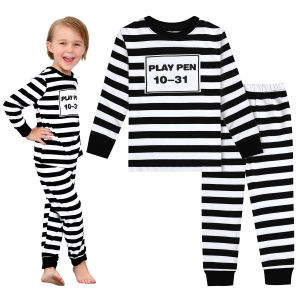 Halloween Costume For Kids Boys Skeleton Clothes Skull Glow in The Dark Pajamas Children Cosplay Party Clothing Girls Cartoon Sleepwear 100% Cotton Toddler 2 Pcs