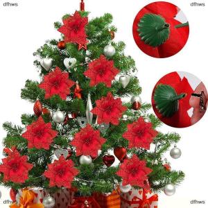 [COD] dfhws ต้นคริสต์มาสเทียมดอกไม้ประดิษฐ์ทำจากผ้าไหมเทียมประดับต้นคริสต์มาสมีประกายวิบวับสำหรับวันหยุดงานแต่งงาน