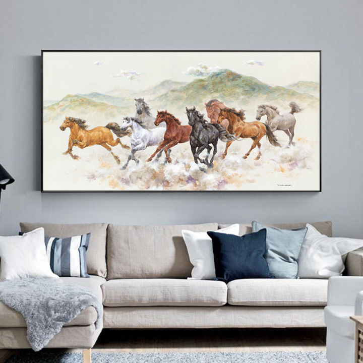 8 Running Horses Canvas Painting Abstract Art Wall Decoration Picture ...