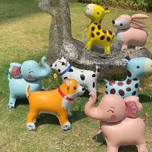 3D Toy New Animal Walking Balloon With Wheels Aluminum Film Kids Birthday Decoration Cartoon