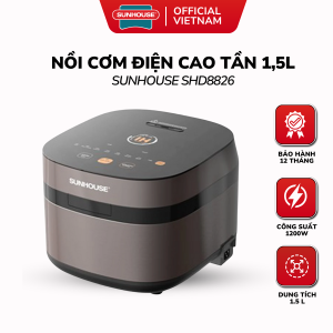 Nồi Cơm Điện Cao Tần 1.5L Sunhouse SHD8826 - Công Suất 1200W Lòng Nồi Dạng Niêu 5 Lớp Dày Dặn