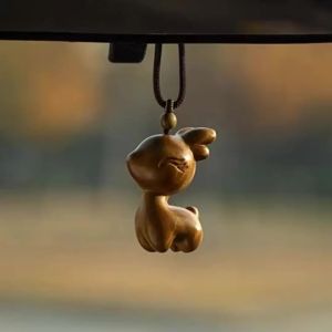 【Ship in 24H】创意平安檀木小鹿车载汽车挂件车内饰品挂饰事事如意后视镜吊坠