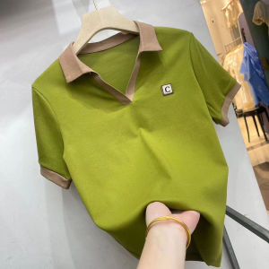 Womens Short Sleeve Blouses Korean Casual V-Neck T-Shirt 2024 New Fashion All-match Loose Tops