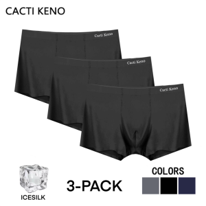 3PCS Cacti Keno Seamless Ice Silk Men Boxer Briefs Ultra-thin Underwear Mens Breathable Stretchable Underpants Oversize