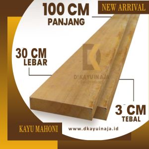 Papan Kayu Lembaran 1 Meter Dinding Tempel Mahoni Ukuran Tebal 3cm Lebar 30cm Panjang 100cm